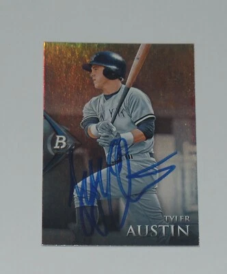 Tarjeta de platino Bowman 2014 firmada por Tyler Austin #BPP37 Yankees Giants Twins Foto 1 de 3