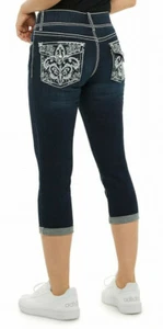Pantalones de mezclilla capris para mujer con control de lavado oscuro talla 4-8, 12, 14, 16, 18 - Imagen 1 de 10