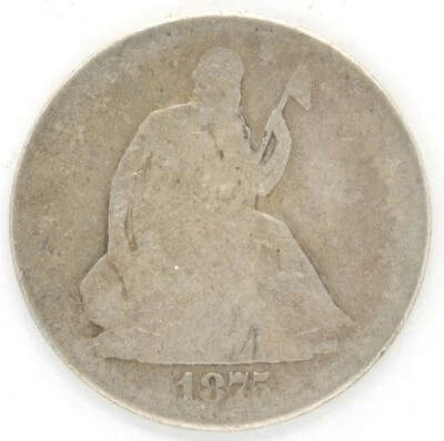 1875 S Liberty Seated Half Dollar 50 Cent US 90% Silver Coin San Francisco Mint  - Image 1 of 2