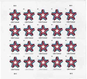 US SCOTT 5361 PANE OF 20 STAR RIBBON STAMPS FOREVER MNH! - Picture 1 of 1