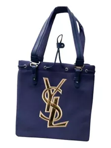 Yves Saint Laurent Novelty Tote Bag Cosmetics Novelty Logo Bags Navy - Picture 1 of 3