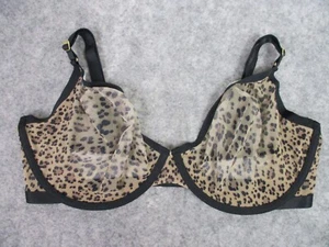 Cuup Bra Size 38F Black Leopard The Plunge Adjustable Underwired Sheer Mesh - Picture 1 of 11