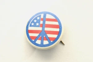 Vintage 70er Jahre Peace Button - Peace Symbol - Amerikanische Flagge USA - Retro - Bild 1 von 2