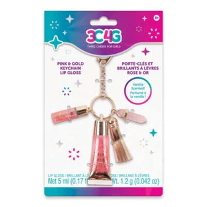Three Cheers for Girls Pink and Gold Keychain Lip Gloss Ages 8 Years and Up - Picture 1 of 1