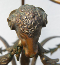 RARE RECLAIMED FRENCH ANTIQUE BRASS RAMS HEAD DETAIL CHANDELIER LIGHT