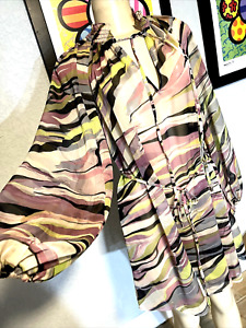 Ted Baker London Artsey Abstract  Sheer Transparent Dress Tunic Belted Sz 2  xlc