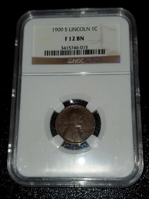 1909 S Lincoln Cent NGC F 12 BN - Semi Key - Rare - Image 1 of 2
