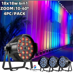 4/Lote Interior LED Zoom Par 10-60° 18x18W DMX512 Escenario DJ Boda Par 64 Latas - Imagen 1 de 10