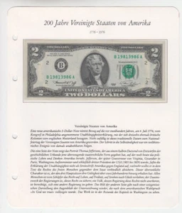 USA 2 Dollar Banknote 1976 kassenfrisch 104373 - Bild 1 von 3