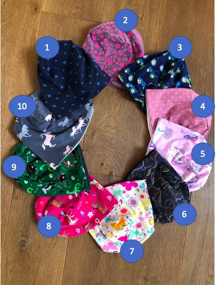 Beanie Mütze Kinder Kindermütze Schmetterling Pferde Einhorn NEU Dino Traktor