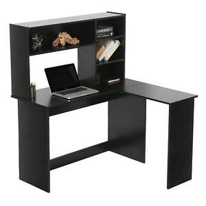Ivinta Wood L Shaped Computer Desk with Hutch Modern Corner Gaming Desk with
