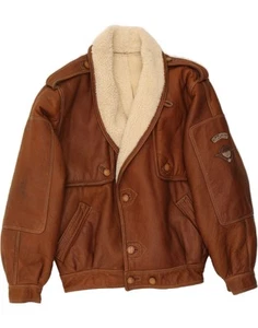 VINTAGE Herren Bomber Lammfell Jacke UK 38 mittelbraun DA60 - Bild 1 von 2
