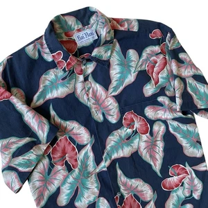 Vintage 80s USA Retro Rai Nani Aloha Hawaiian Button Shirt Floral Blue Men’s L - Bild 1 von 14