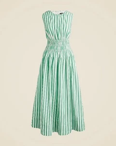 J.Crew Hyacinth Dress Striped Cotton Poplin Smocked Holiday Size XXL CI932 - Picture 1 of 8