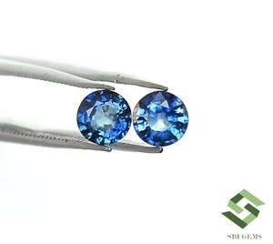 5 mm Certified Natural Blue Sapphire Round Cut Pair 1.15 CTS Loose Gemstones - Picture 1 of 7