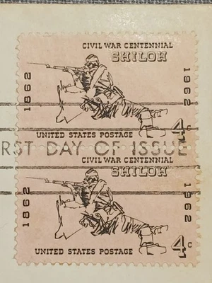 US 4 Cent Civil War Centennial Shiloh Pair on First Day Cover 1962 Collectible - Image 1 of 4