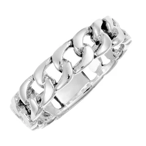Silverly Argent Sterling 5 mm Chaîne Cubain Anneau Bague - Imagen 1 de 11