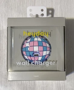 Heyday Single Port USB-C High Charging Speed 15W Max Pink/Blue Disco Ball Design - Picture 1 of 2