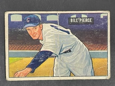 VINTAGE 1951 Bowman BILL PIERCE # 196 -▶ROOKIE CARD◀– VG - crease - Image 1 of 2