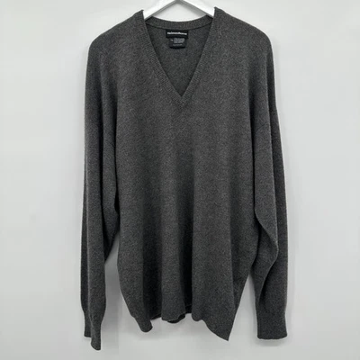 Vintage Neiman Marcus Size XXL Gray 100% Pure Cashmere V Neck Made in Scotland - Image 1 of 4