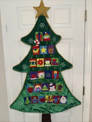 Vtg.Velvet/Felt Advent Wall With Pockets Calendar Countdown to Christmas 49”Tall - Image 1 of 4