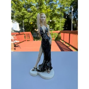 Elegant Lady Figurine Black Dress Blonde Hair Sculpture Statue Decor Art - Picture 1 of 14