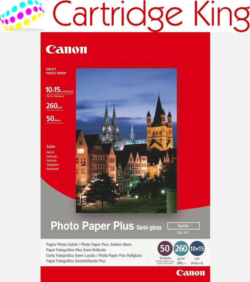 Canon SG-201 Semi-Gloss Photo Paper Plus 4x6 - 50 Sheets - 1686B015 - Image 1 of 1