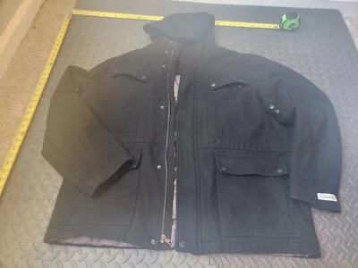 Calvin Klein Men's XL Black Full Zip Button Up Wool Dress Pea Heavy Coat #S149 - Image 1 of 4