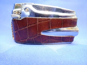Ronson Varaflame mit braunem Crocoleder - gasdicht Top Funktion - Bild 1 von 12