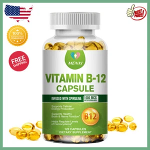 Vitamina B-12 Complesso 120ct,B-12 Vitamine,Energia,Cardio,Aids Sistema Nervoso Pillole - Foto 1 di 8