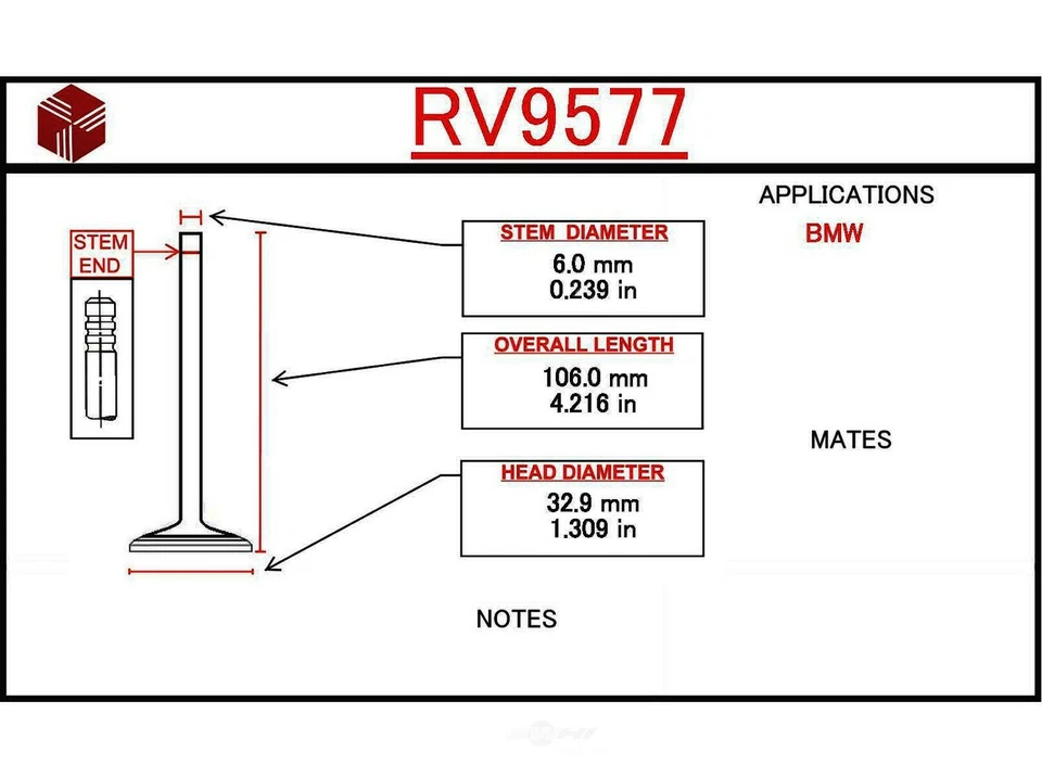 Válvula de admisión del motor - Código de motor: M50 ITM RV9577 Foto 1 de 1