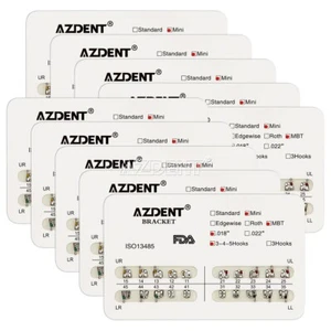 10X AZDENT Dental Orthodontic Metal Brackets Braces Mini MBT.018 Hooks 3-4-5 - Picture 1 of 11