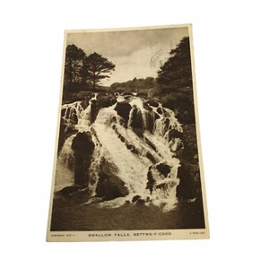 Postal Swallow Falls Bettws y Coed. Estampilla de reina usada de Rafael Tuck Leeds - Imagen 1 de 3