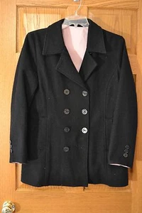 Women's Large L Reversible Navy Pea Coat Black Pink Uniquely Adorable Ships FREE - Picture 1 of 12