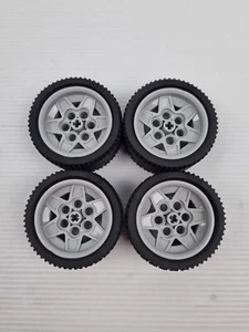 Lego 56x28 ZR Technic Set Of 4 Wheel/Tire Assembly -56908c04- Light Bluish Gray - Picture 1 of 6