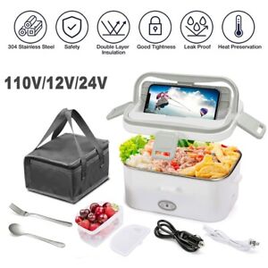 12/24/110V Hot Bento 1.8L Self Heated Lunch Box and Food Warmer 2 in1 US Plug