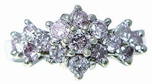 Cluster-Ring Damen 18 Karat Weißgold schwach rosafarbener Diamant - Bild 1 von 7