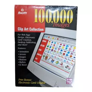 NEW/SEALED Swift 100.000 Images Clip Art Collection CD ROM W/ Bonus Card Creator - Picture 1 of 3