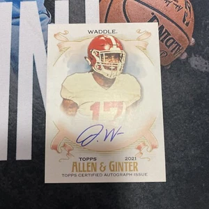 2021 JAYLEN WADDLE TOPPS ALLEN & GINTER FULL SIZE ROOKIE AUTO RC DOLPHINS MIAMI - Picture 1 of 2