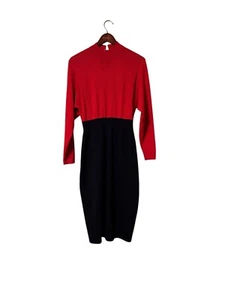 Vintage St. John for Neiman Marcus Midikleid Langarm rot marine 70er Gr. 10 - Bild 1 von 7