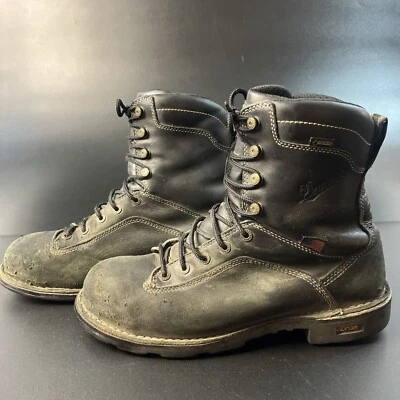 Danner Quarry 8" Black Leather Steel Alloy Toe Work Boots Men 11.5 D #17311 USA - Image 1 of 4