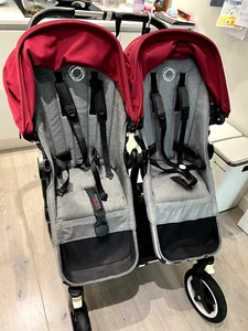 RED Bugaboo Donkey Duo Pram With Extras AND travel bag, USED - Picture 1 of 17