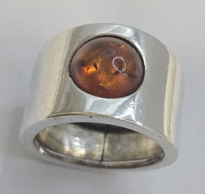 Vintage Bernstein Ring aus 925er Silber Größe 53 (16,8 mm Ø) - Bild 1 von 4