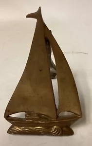 Vintage Penco Solid Brass Sailboat Door Knocker 3.5" x 5.5" - Picture 1 of 13