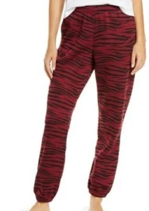 Socialite Lounge Jogger Pants Red Black Animal Print Size Small - Picture 1 of 9