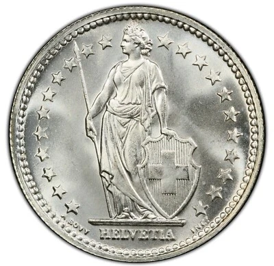 Switzerland - 1941 2 Francs - PCGS MS67 - STUNNING LUSTROUS PERFECTION! - Image 1 of 4