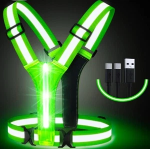TWO x Reflective vest with USB rechargeable flashing LED LIGHTS. Run jog walk - Picture 1 of 8