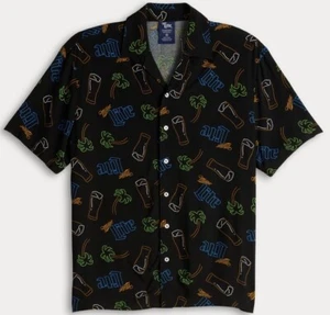 New $45 Men's Miller Lite Neon Signs Short Sleeve Button Front Shirt Beachy M - Picture 1 of 10