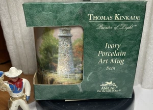 Thomas Kinkade AMCAL ~ Elfenbein Porzellan Kunst Becher Maler des Lichts ~ Leuchtturm - Bild 1 von 6