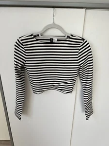Gestreiftes crop top langarmshirt maritim S H&M - Bild 1 von 4